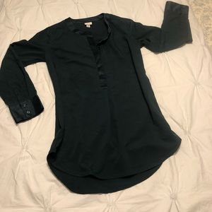 Hunter Green Chiffon Tunic with Silk Accents